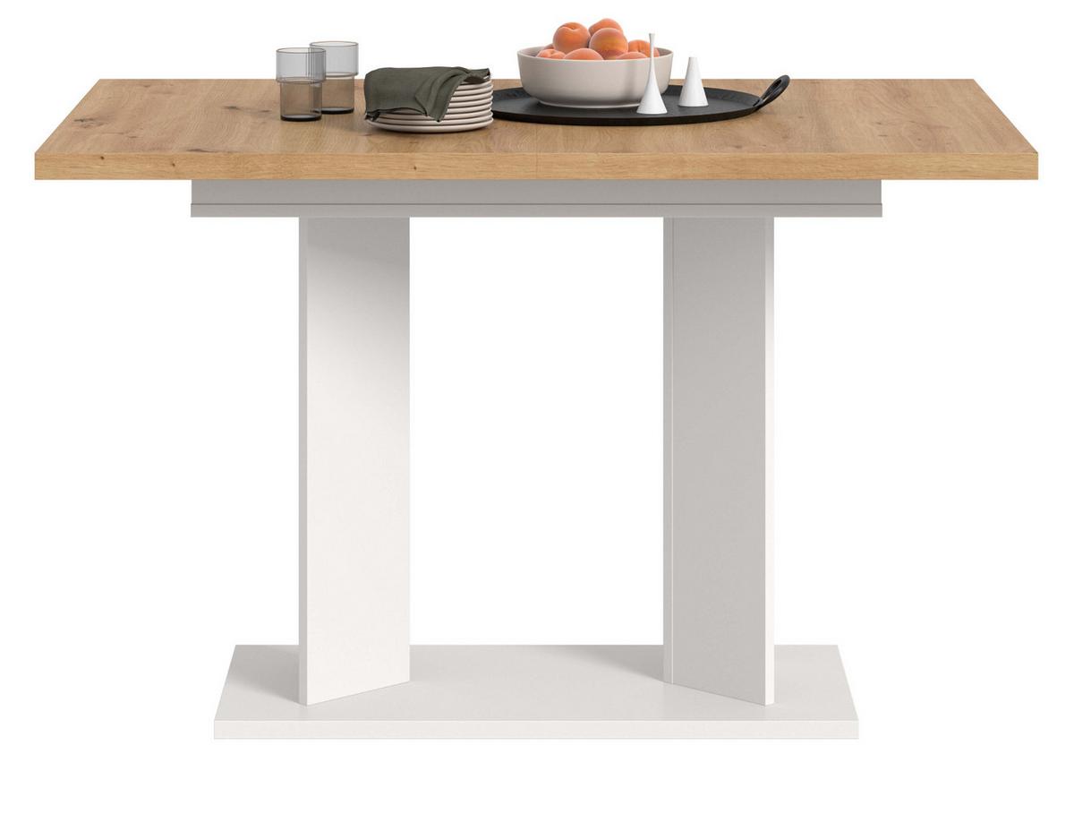 ESSTISCH Eiche Artisan, weiß 120 - 160 x 80 cm, Küchentisch ausziehbar - Eiche Artisan/Weiß, Holzwerkstoff (80/120/76cm) - Inn.Furn