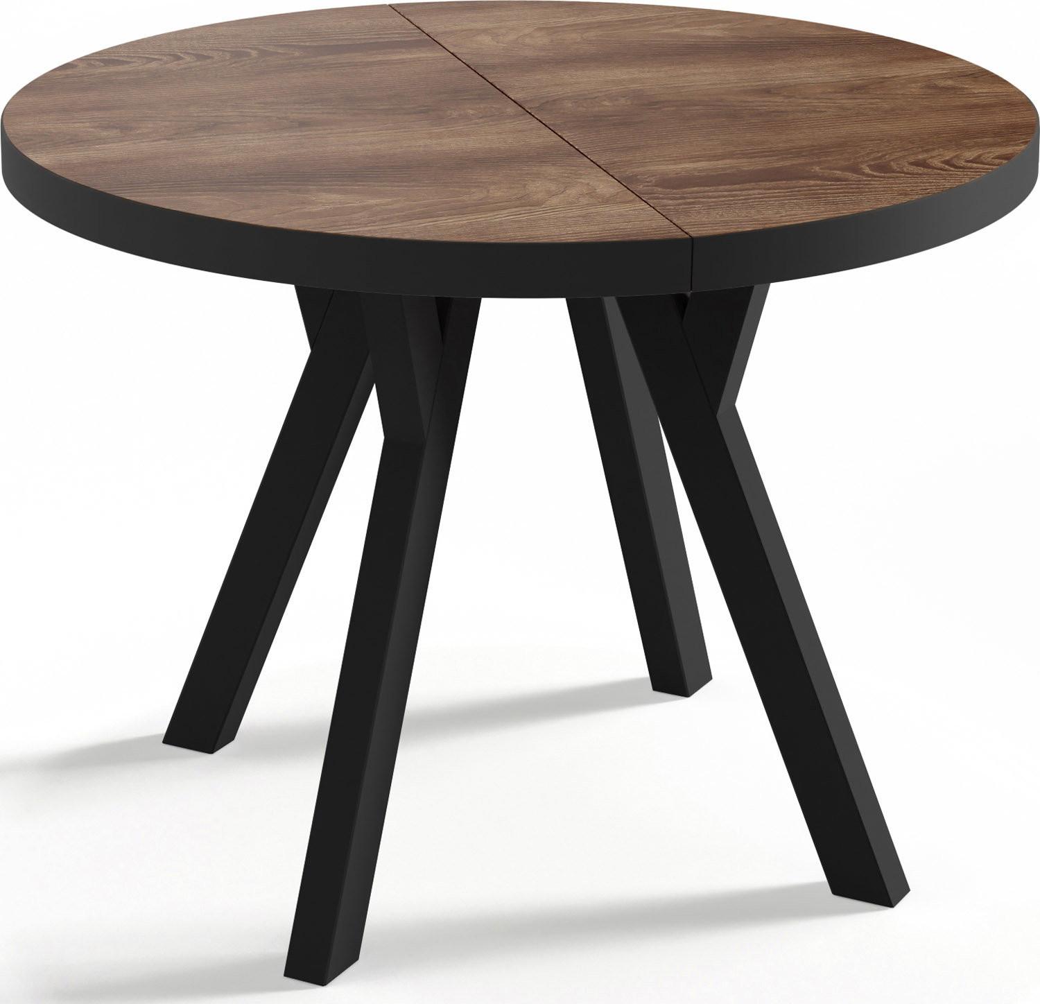 ESSTISCH Twixy runder ausziehbarer, Arvadonna Chestnut 100-200/100/76 cm - Kastanienfarben/Schwarz, Holz/Holzwerkstoff (100/200/76cm) - WFL GROUP