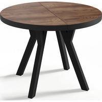 ESSTISCH Twixy runder ausziehbarer, Arvadonna Chestnut 100-200/100/76 cm - Kastanienfarben/Schwarz, Holz/Holzwerkstoff (100/200/76cm) - WFL GROUP