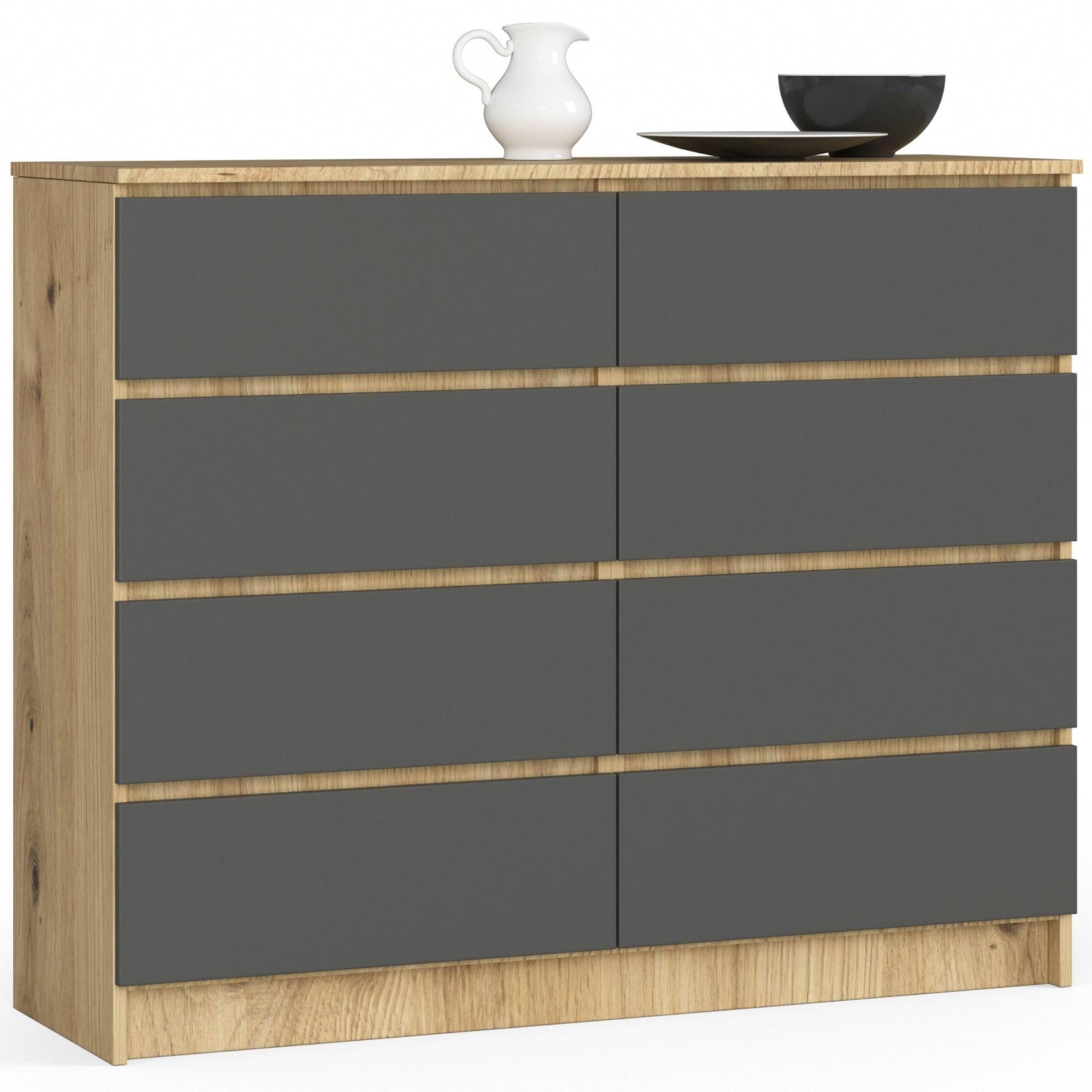 KOMMODE Eiche Artisan, Graphit Grau 99/120/40 - Eiche Artisan, Holzwerkstoff (120/99/40cm) - RAUMHIRSCH FURNITURE