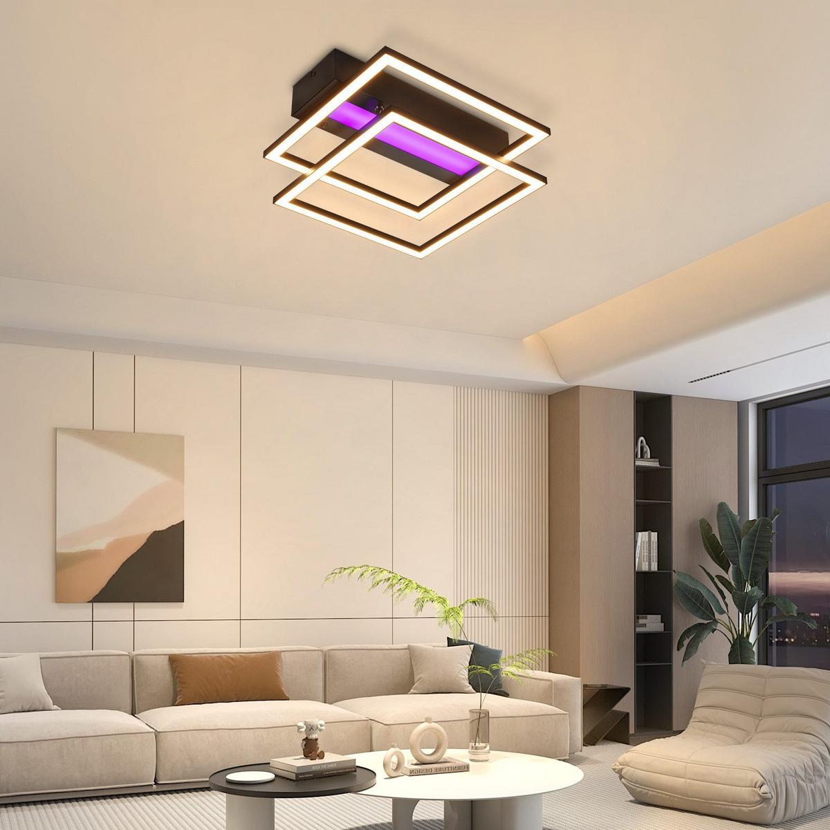 LED-DECKENLEUCHTE Lowman 37/36/7.5cm - Schwarz, Metall (36/37/7.5cm) - Nettlife