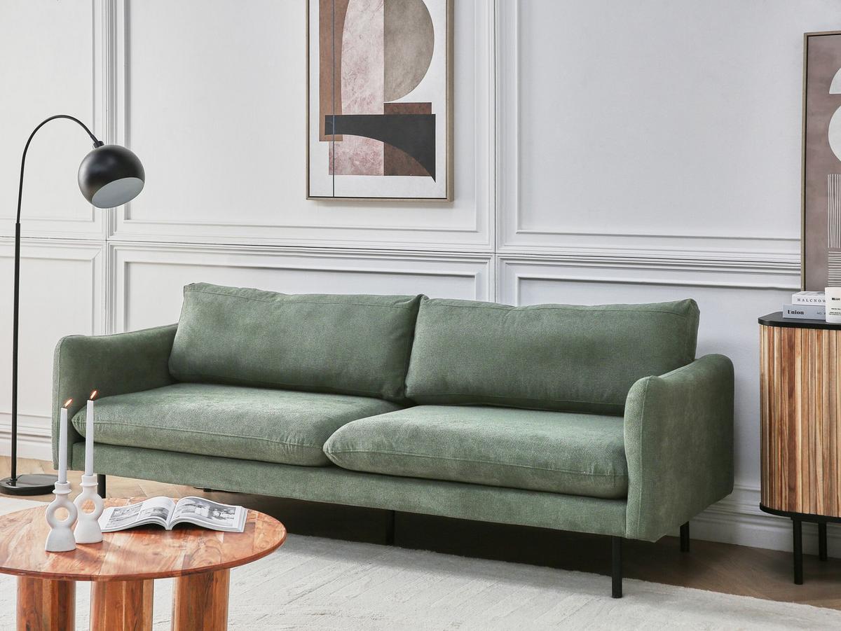 3-SITZER-SOFA Stoff Hellgrün Vinterbro - Hellgrün, Textil (220/86/84cm) - Beliani