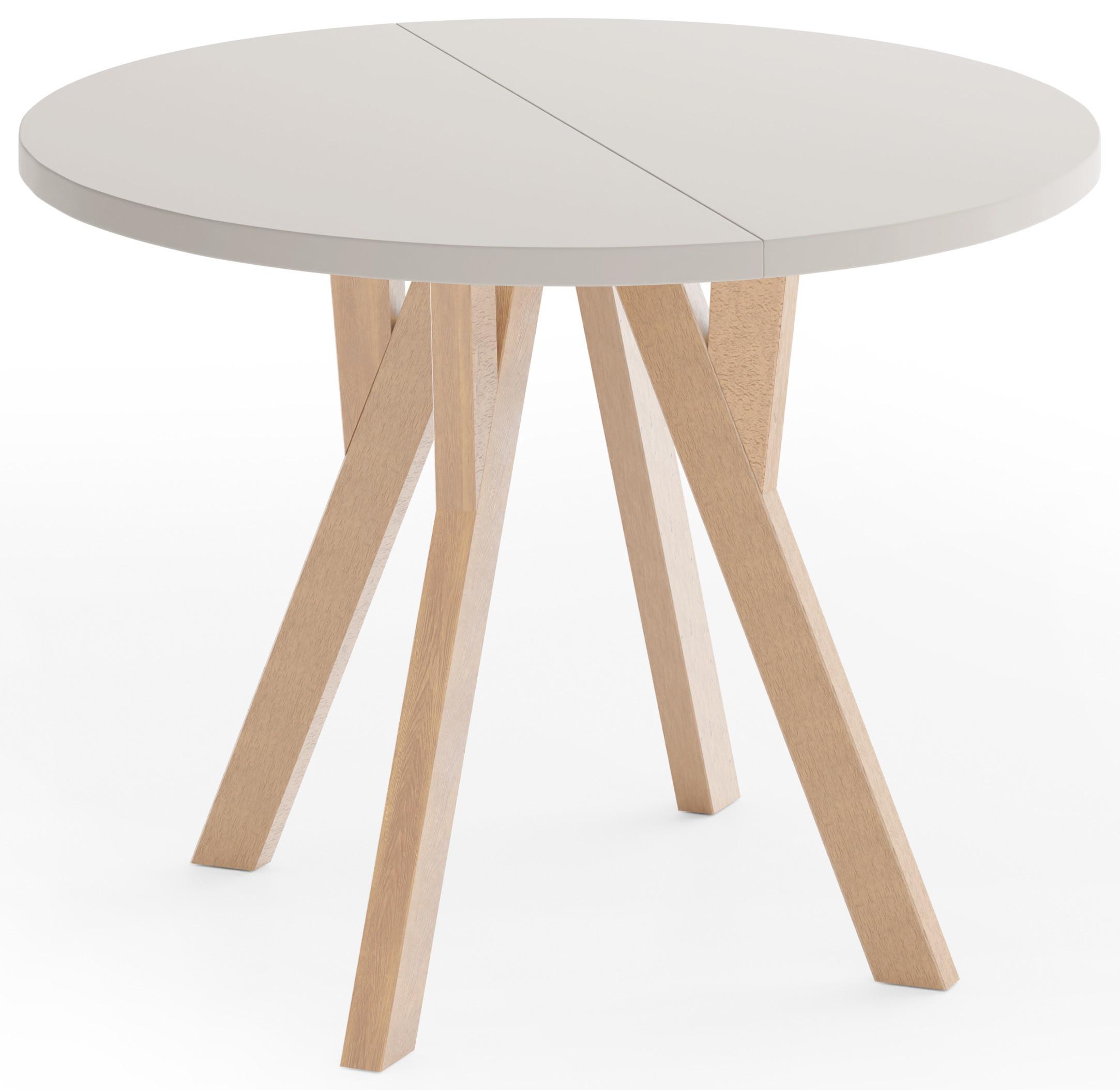 ESSTISCH Avero rund, ausziehbar, Massivholzbeine aus Buche, Kaschmir 80-130/80/77 cm - Hellbraun/Beige, Holz/Holzwerkstoff (80/130/76.5cm) - WFL GROUP