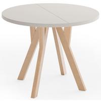 ESSTISCH Avero rund, ausziehbar, Massivholzbeine aus Buche, Kaschmir 100-300/100/77 cm - Hellbraun/Beige, Holz/Holzwerkstoff (100/300/76.5cm) - WFL GROUP