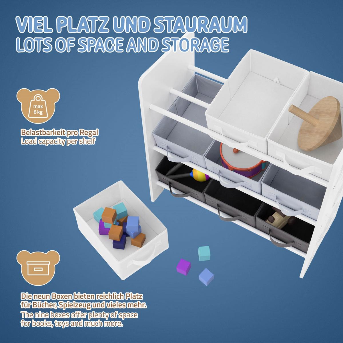 KINDERREGAL Weltraum Motiv 62,5 x 29,5 x 60 cm Weiß - Weiß, Holzwerkstoff (62.5/60/29.5cm) - Joyz