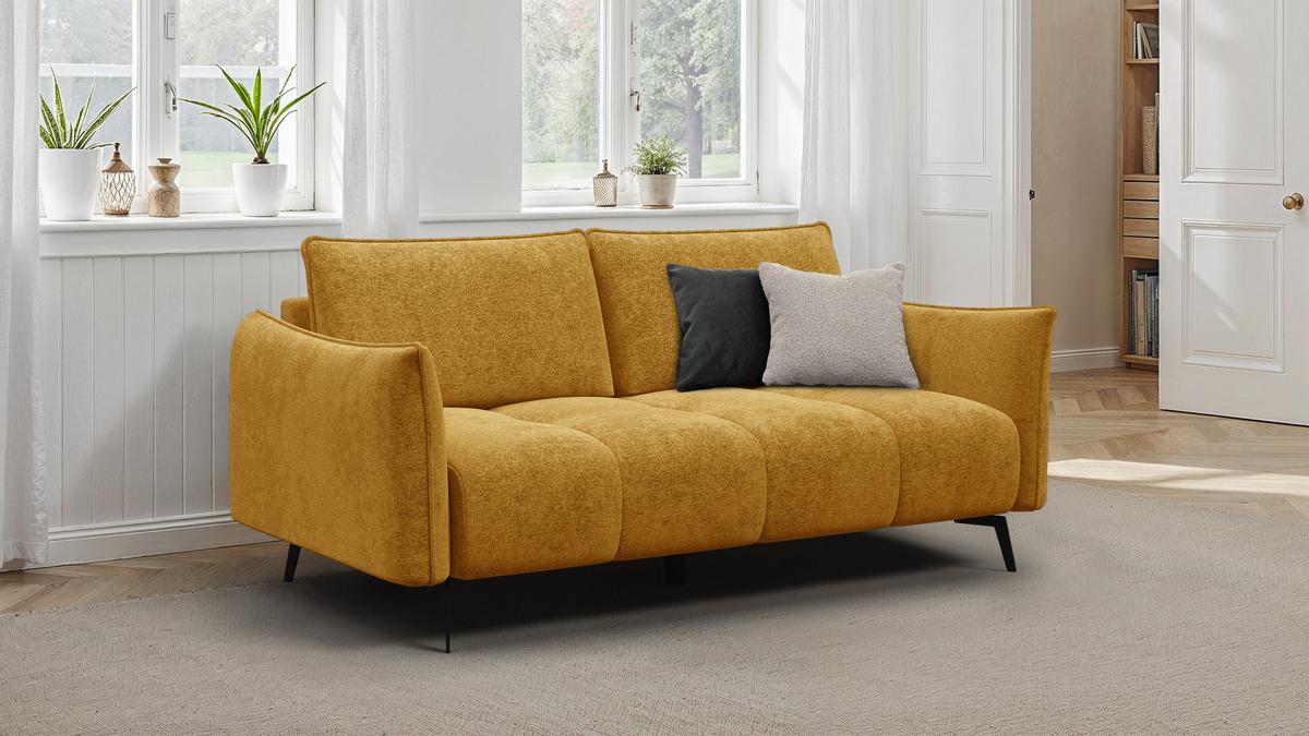 SOFA AERA 2,5-Sitzer, gelb - Gelb/Schwarz, Holz/Textil (187/89/96cm) - Wozimo