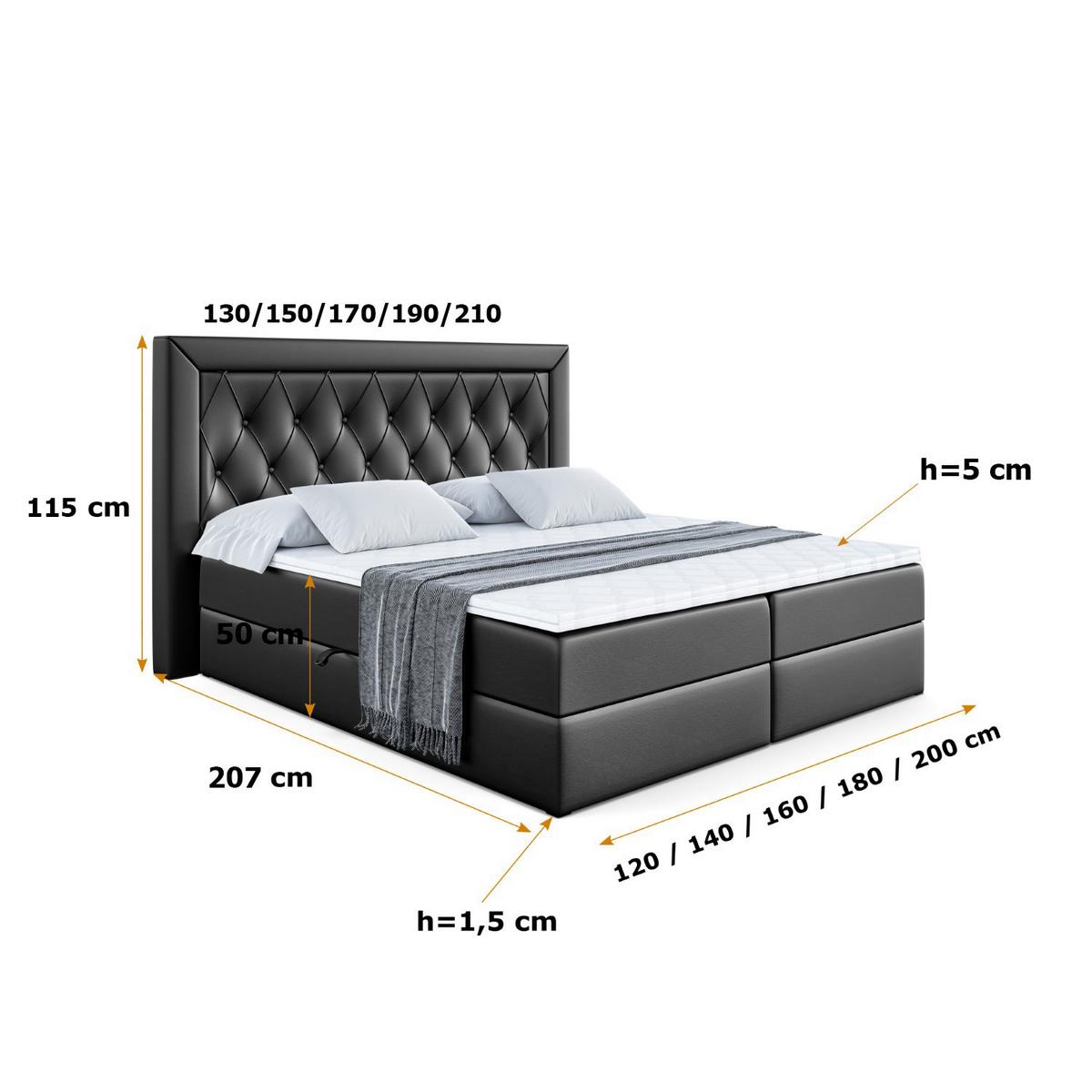 BOXBETT mit H4-Matratze und Lattenrost - NOEL - 140x200 Schwarz Hochglanz - Schwarz Hochglanz, Holzwerkstoff (140/200cm) - ALTDECOR