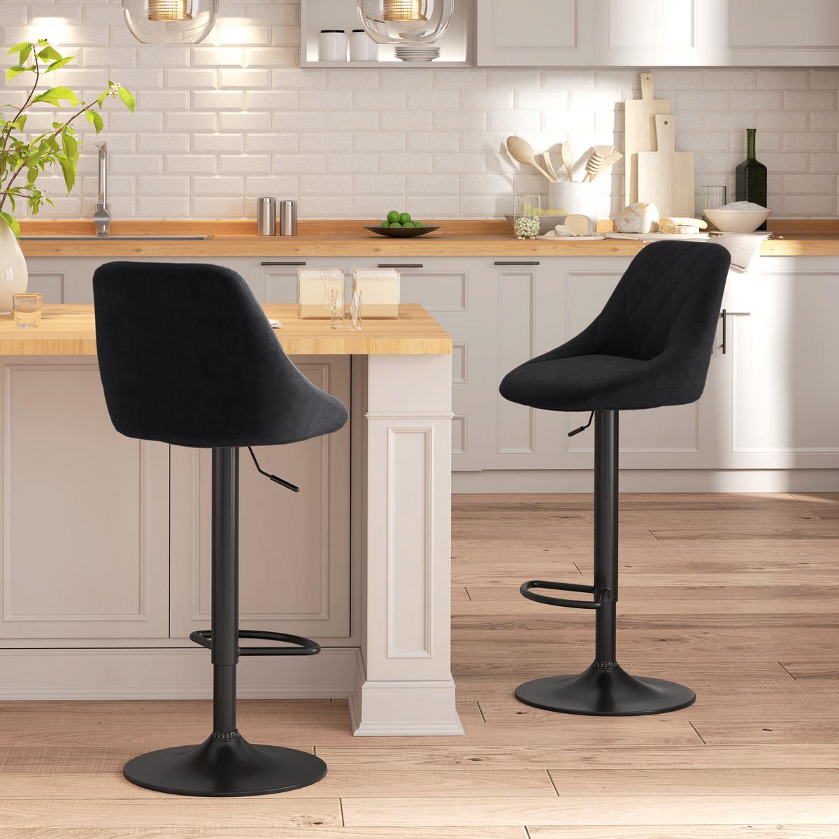 BARHOCKER 2ER-SET höhenverstellbar, Schwarz - Schwarz, Kunststoff (46/104/48cm) - HOMCOM