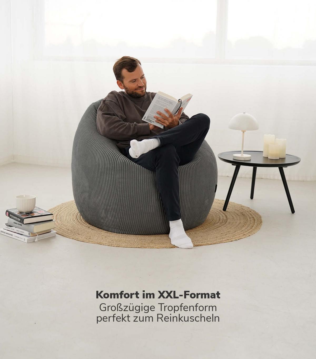 SITZSACK Cord Der Tagträumer - Anthrazit, Textil (80/130/80cm) - Mokebo