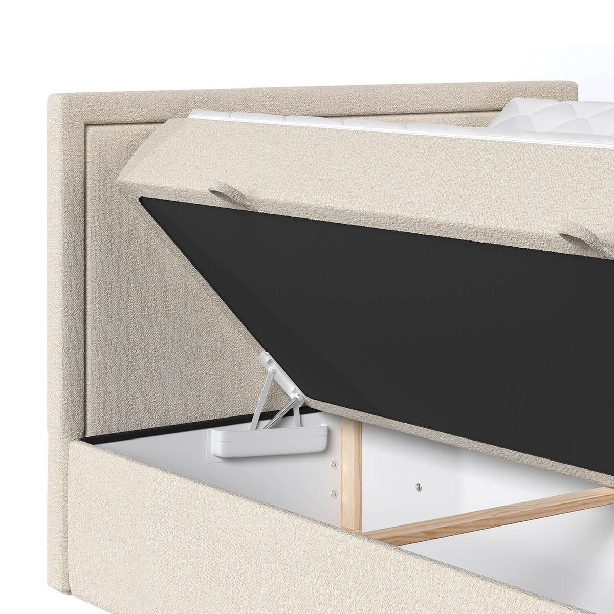 BOXBETT Jodan 120/200 cm Beige im Baloo Stoff - Beige/Schwarz, Holz/Holzwerkstoff (120/200cm) - AltaBeds