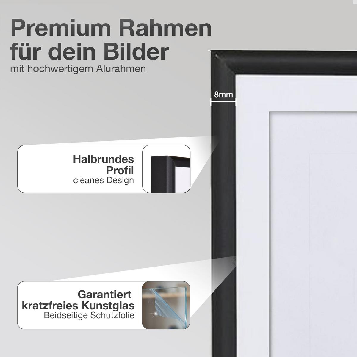 ALUMINIUM BILDERRAHMEN DIN A3 mit Passepartout - Schwarz, Metall (40/50/1.6cm) - K-Möbel
