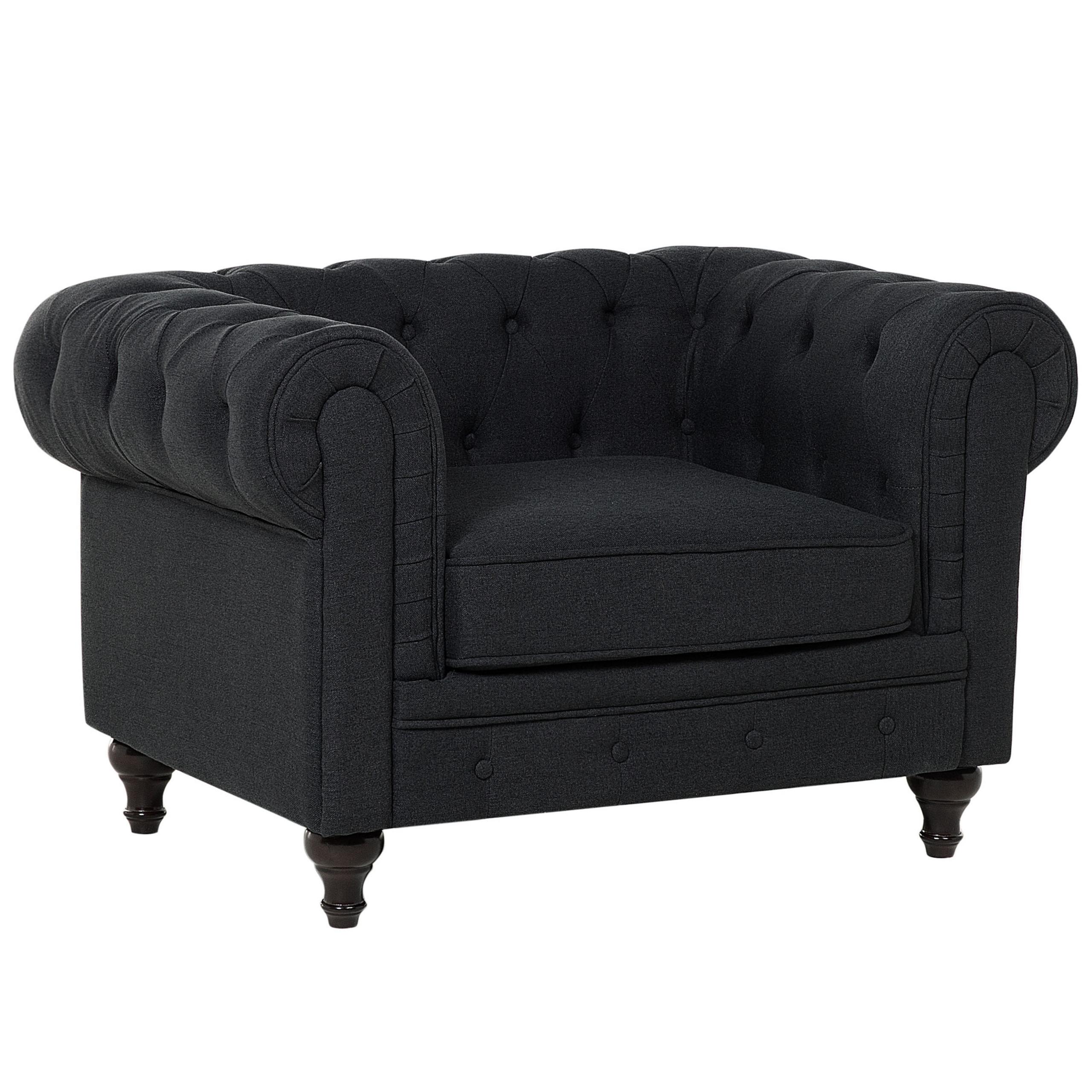 SESSEL Polsterbezug graphitgrau Chesterfield - Graphitfarben, Textil (110/70/75cm) - Beliani