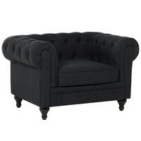 SESSEL Polsterbezug graphitgrau Chesterfield - Graphitfarben, Textil (110/70/75cm) - Beliani