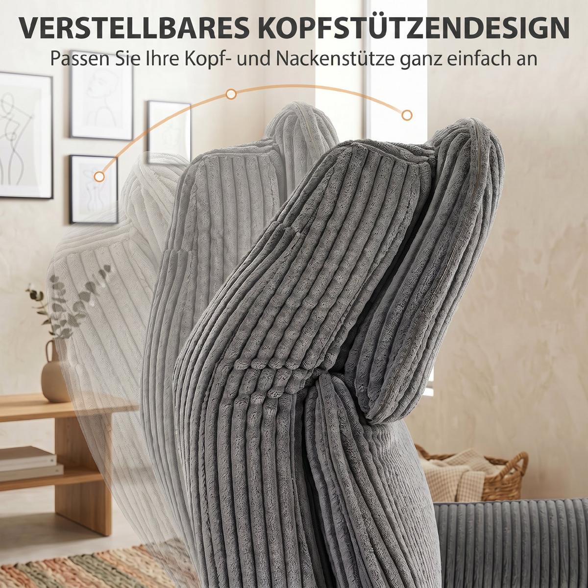 RELAXSESSEL Polyester Dunkelgrau - Dunkelgrau/Silberfarben, Textil/Metall (76/114/87cm) - HOMCOM