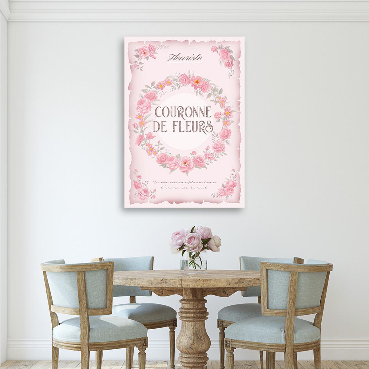 WANDBILD shabby chic rosengirlande - Pink, Textil (40/60cm) - Feeby
