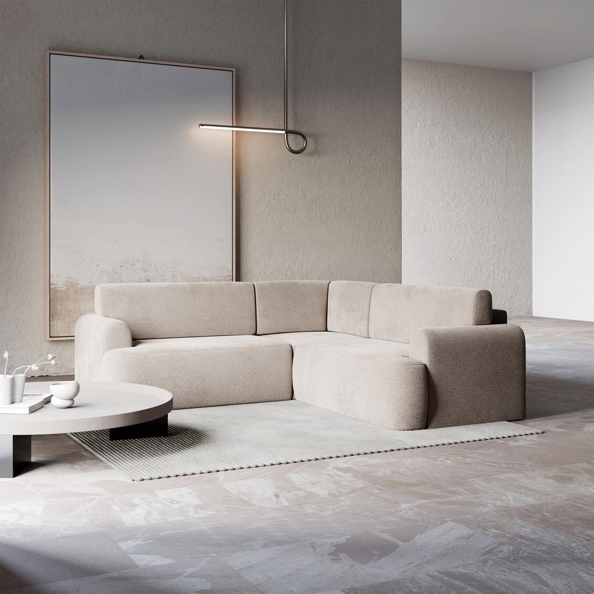 ECKSOFA Kaveo 245 cm universell mit Eckelement - Taupe/Schwarz, Kunststoff/Textil (245/245cm) - Selsey
