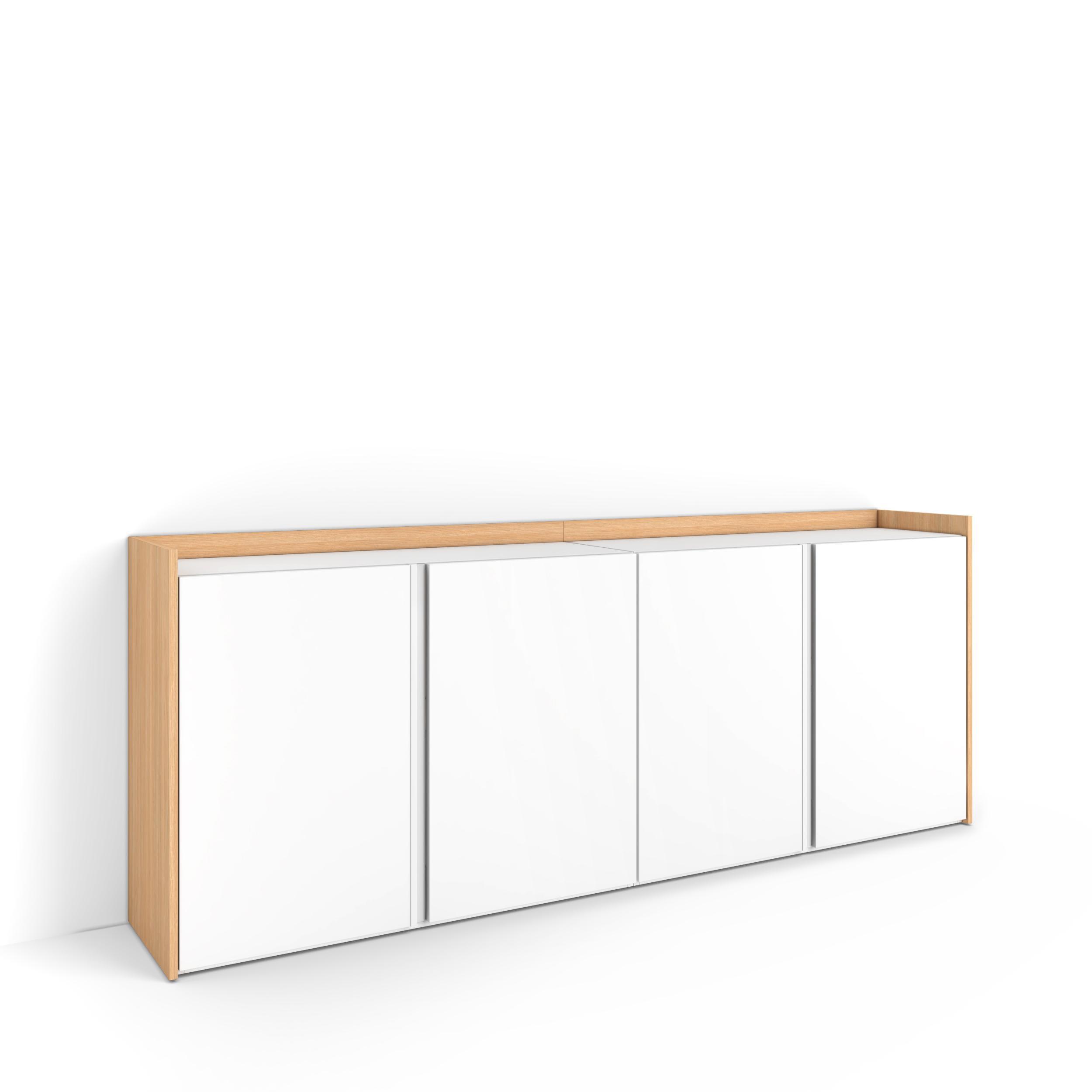 SIDEBOARD, Weiß und Eiche, 207/35/80cm - Weiß, Holzwerkstoff (207/80/35cm) - Skraut Home