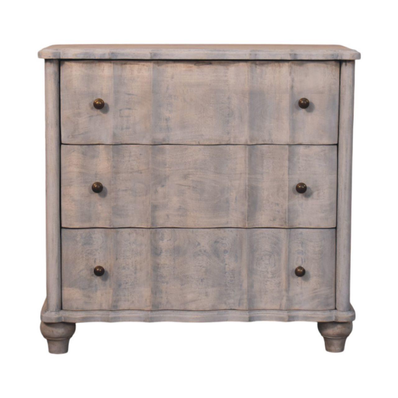 KOMMODE mit Acid-Wash-Finish, 3 Schubladen, runde Füße, grau - Braun/Grau, Naturmaterialen/Holz (85/83/40cm) - Artisan Furniture