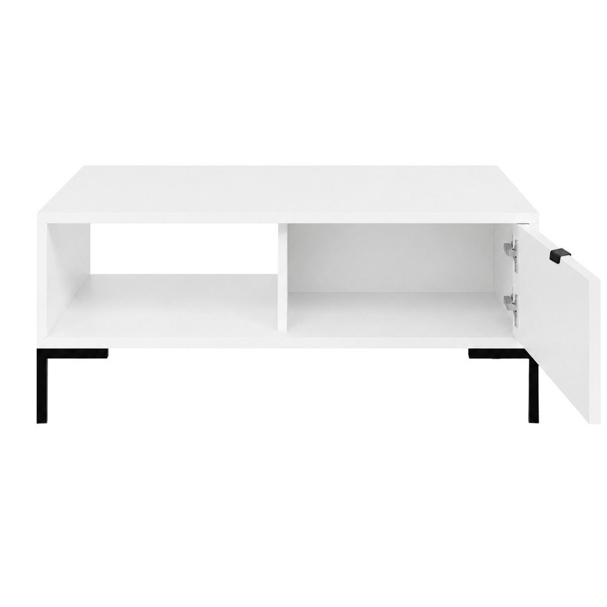 COUCHTISCH Montreal mit Schublade und offenem Fach, dekorative 3D-Fronten, 100x60 cm, Weiß - Schwarz/Weiß, Holzwerkstoff/Metall (47/100/60cm) - Beautysofa