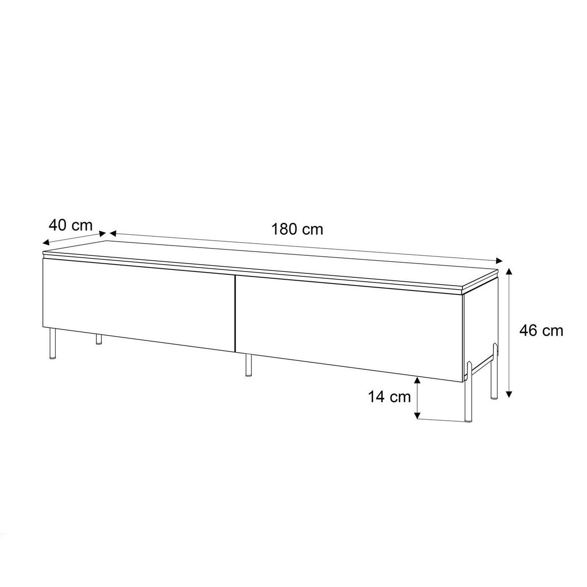 TV-LOWBOARD AURORA Weiß mit gerade Goldchrom Fuße - Weiß Hochglanz/Goldfarben, Holzwerkstoff/Metall (180/46/40cm) - Lookway