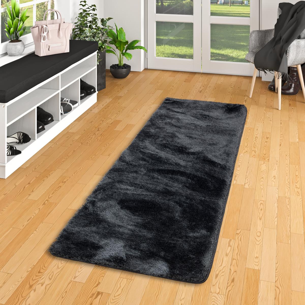 HOCHFLOR SHAGGY TEPPICH FEELING MIX LÄUFER - Anthrazit, Textil (100/400cm) - Snapstyle