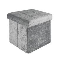 SITZHOCKER Faltbar mit Samtbezug 30/30/30 cm (Grau) - Grau, Karton (30/30/30cm) - Intirilife