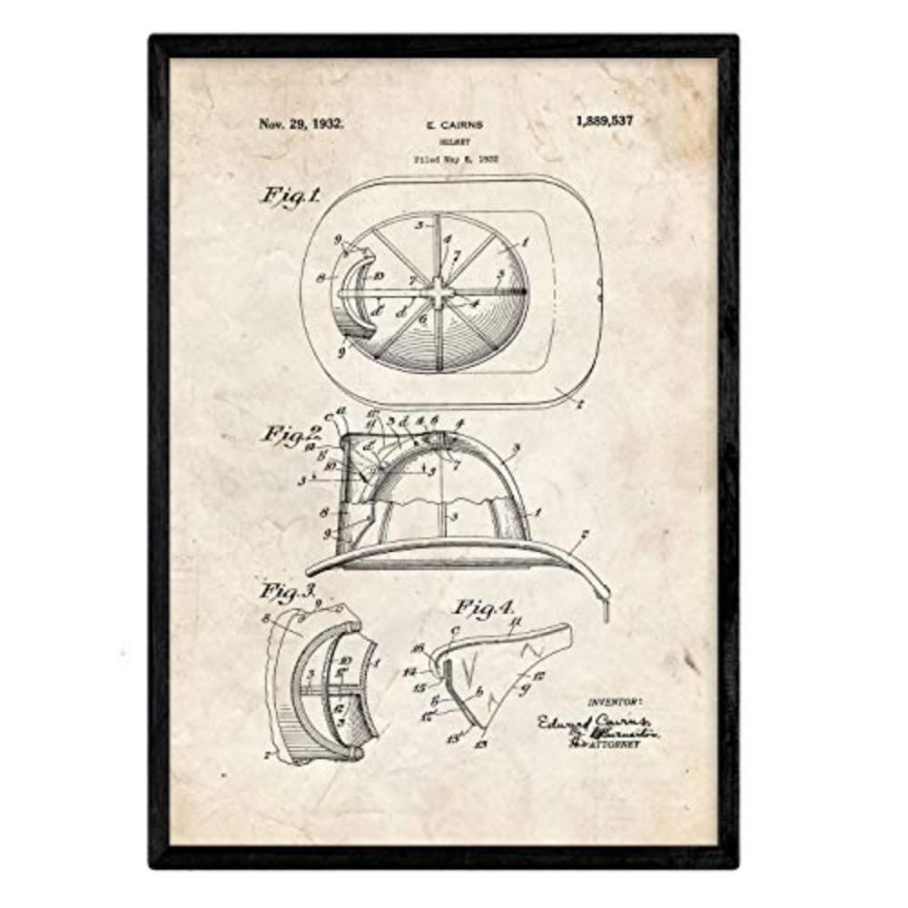 POSTER Feuerwehrhelm Patent 2 A3 Rahmenlos - Klar, Papier (29.7/5/42cm) - Nacnic