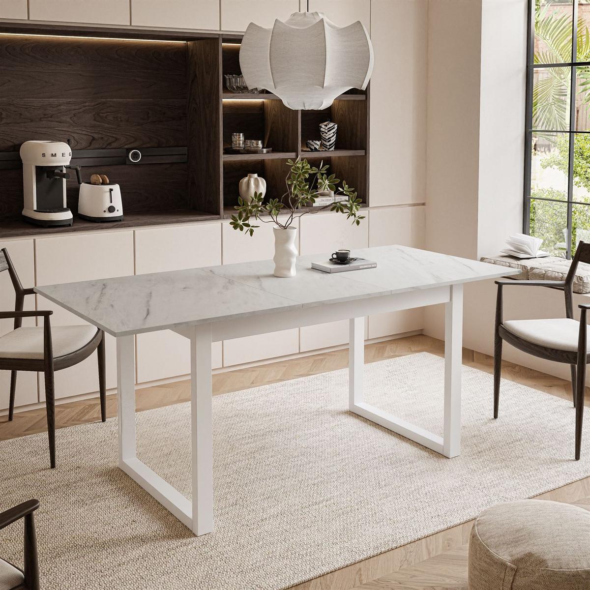ESSTISCH ARTON II ausziehbarer Tisch 140-195 cm für 6-8 Personen - Multicolor/Weiß, Holzwerkstoff/Metall (140/80/77cm) - Lookway