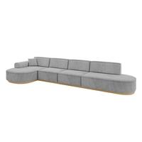 ECKSOFA Ottomane Links MARI-L3-v2 - 413x171x83 cm Grau Velours - Grau, Holzwerkstoff/Textil (413/171cm) - ALTDECOR