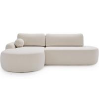 ECKSOFA Aurio O Bouclé-Stoff Weiß Links - Weiß, Holz/Textil (271/177cm) - Graingold