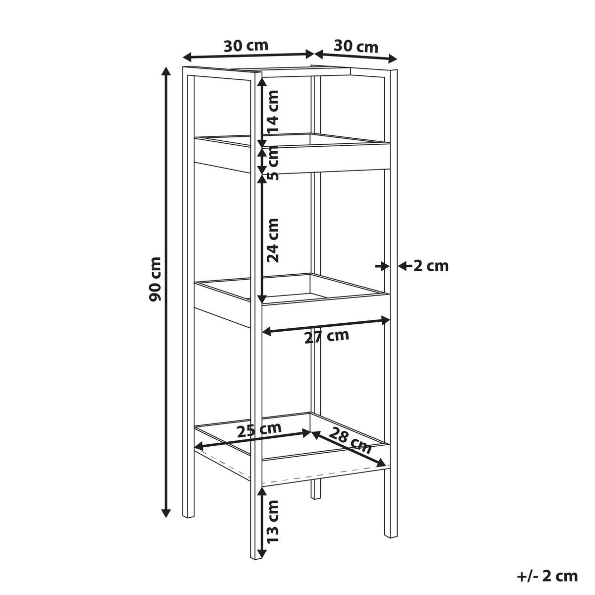 REGAL mit 3 Ebenen Bambus Hellbraun Tajzara - Hellbraun/Schwarz, Holz (30/90/30cm) - Beliani