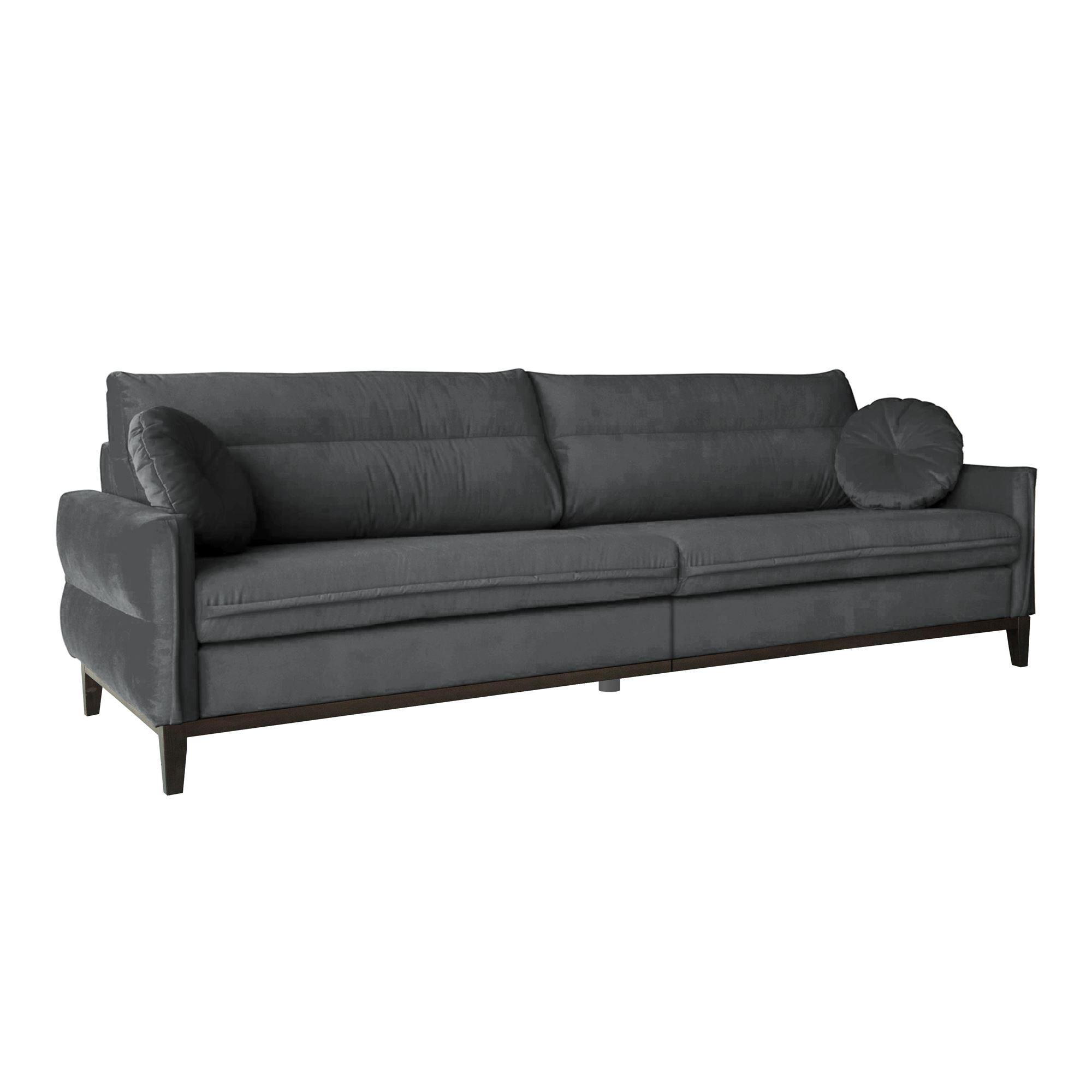 SOFA 3-SITZER Belweder 270 cm, Dunkelgrau, Veloursstoff - Wengefarben/Dunkelgrau, Holz/Textil (268/95/94cm) - Beautysofa