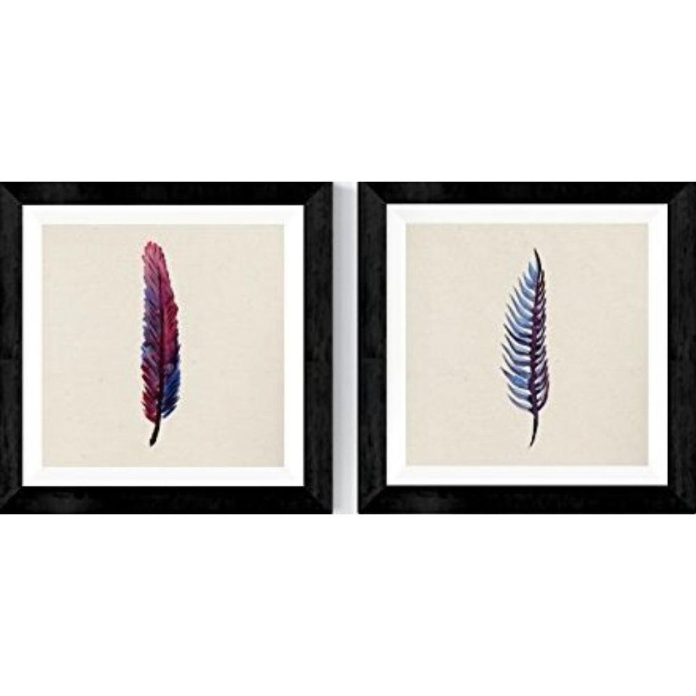 POSTER Set Mit 2 Federn Tiere 20X20cm Schwarzer Rahmen - Schwarz, Papier (20/5/20cm) - Nacnic