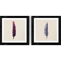 POSTER Set Mit 2 Federn Tiere 20X20cm Schwarzer Rahmen - Schwarz, Papier (20/5/20cm) - Nacnic