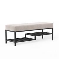 POLSTERBANK STEP 100 cm Schwarz / Creme ,Metallgestell - Creme, Textil/Metall (100/45/35cm) - Idohome