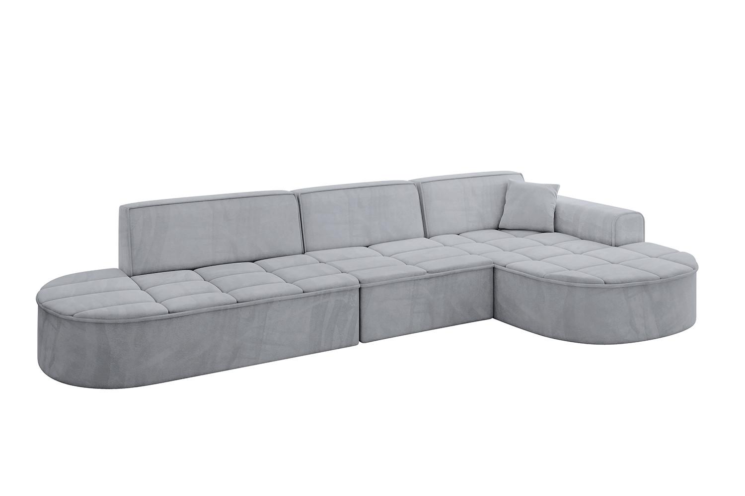 ECKSOFA Ottomane Rechts TARO-L2 - 328x171x79,5 cm Hellgrau - Grau, Holzwerkstoff/Textil (328/171cm) - ALTDECOR