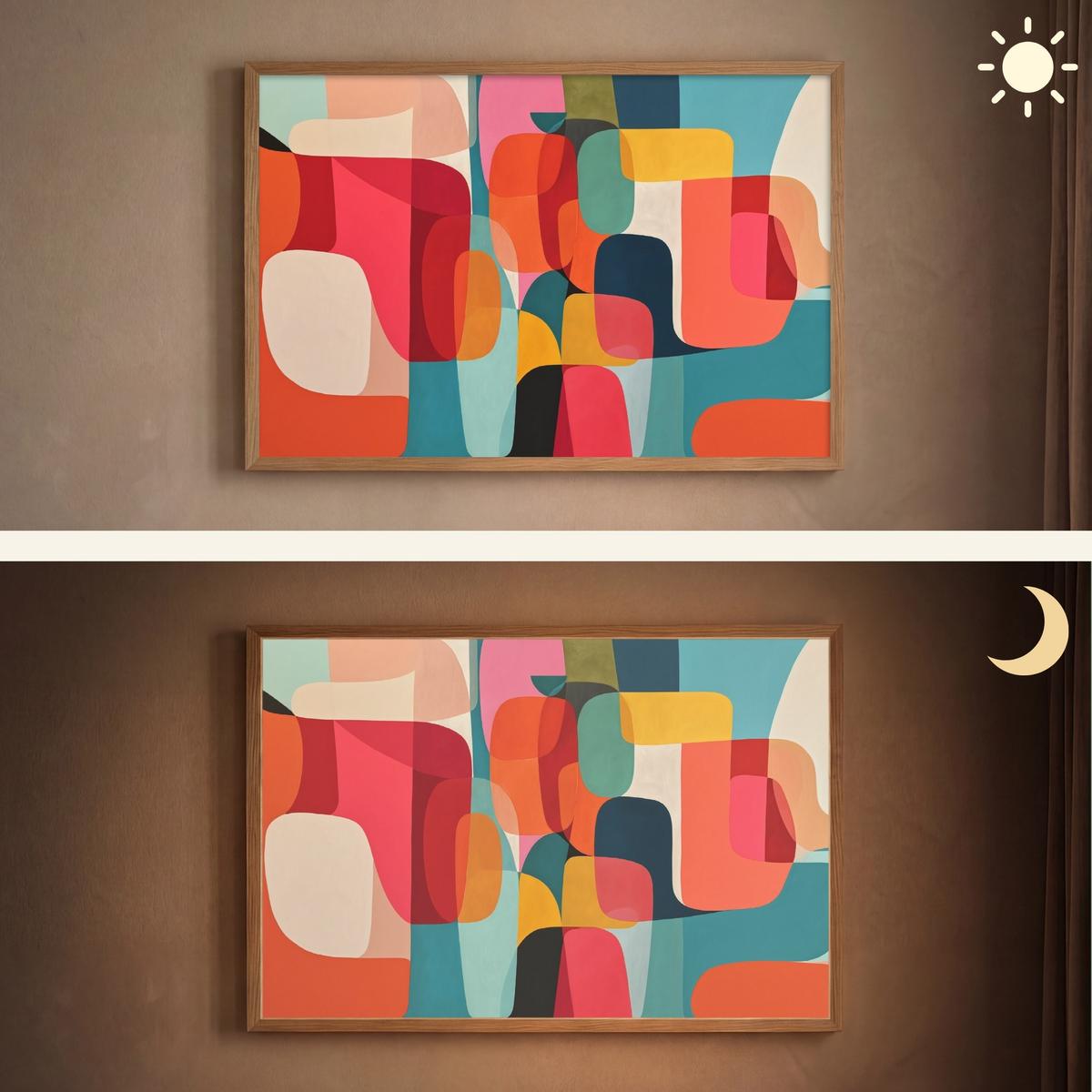 WANDLEUCHTE MIT AKKU Formen - Bunt - Abstrakt - Flugzeuge 100x70 cm - Multicolor, Holzwerkstoff (100/70/8cm) - OnlyWow
