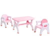 KINDERTISCH mit Stühlen Rosa Bollon - Pink/Weiß, Kunststoff (79/50/48cm) - Beliani