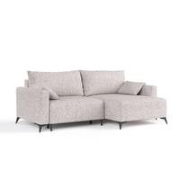ECKSOFA NUVIO mit Schlaffunktion Beige im Neve Stoff - Beige/Schwarz, Holz/Holzwerkstoff (239/148cm) - AltaBeds