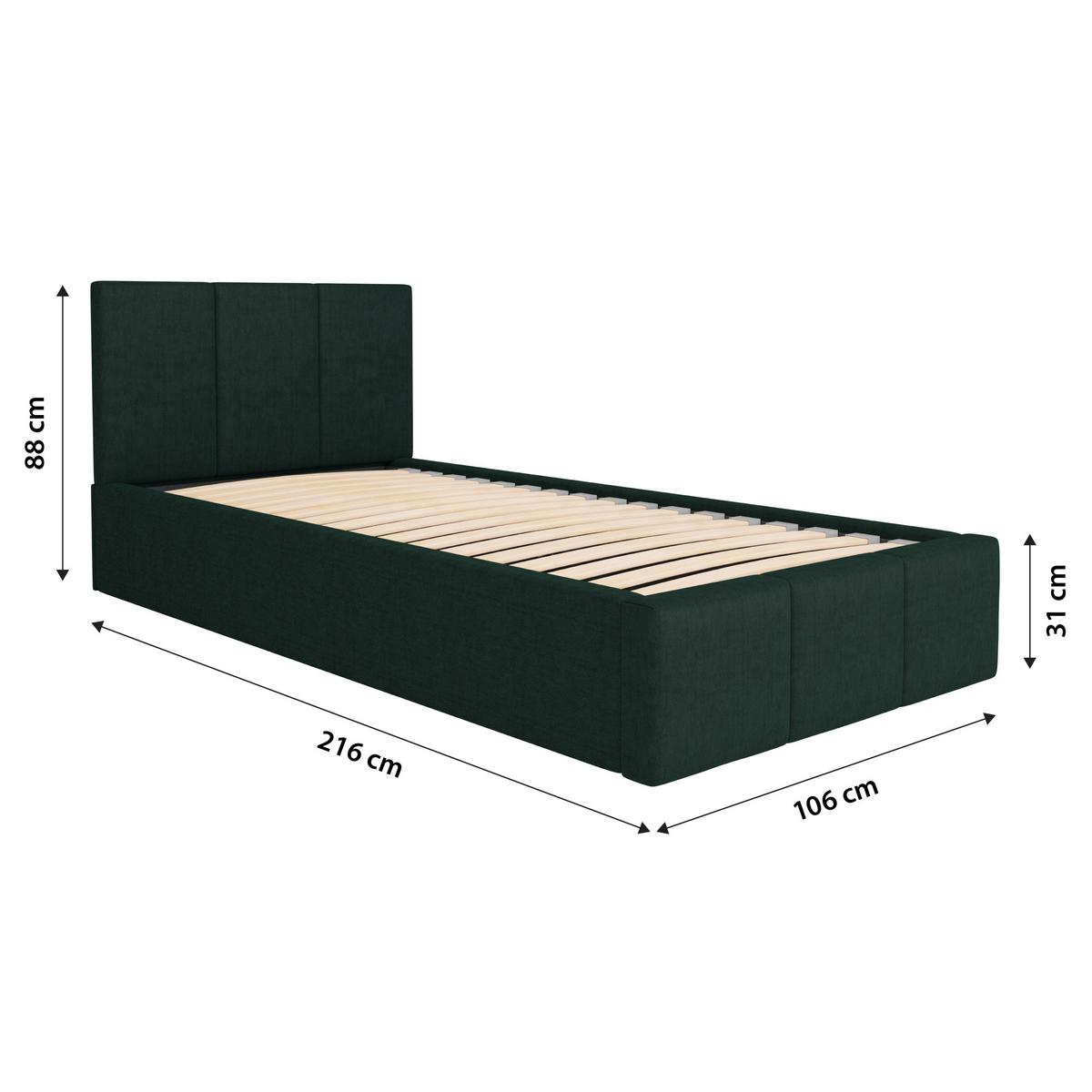POLSTERBETT für Schlafzimmer Bett mit Stauraum Flaschengrün 90x200 - Dunkelgrün, Holzwerkstoff/Metall (90/200cm) - Muralo