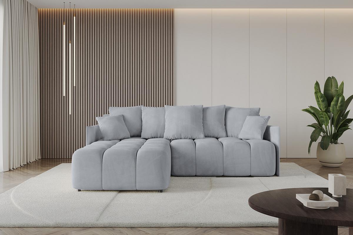 ECKSOFA Ottomane links LONLI-L 251x189x68 Titanfarben Velours - Titanfarben, Holzwerkstoff/Kunststoff (251/189cm) - ALTDECOR