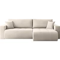 ECKSOFA Alva 3-Sitzer Universall Rechts/Links, Strukturstoff Beige 277/154/83 cm - Beige/Schwarz, Textil (277/154cm) - WFL GROUP