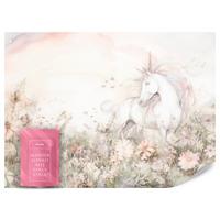 FOTOTAPETE für Kinder Einhorn Blumen Aquarell 500x350 - Gelb/Beige, Papier (500/350cm) - Muralo