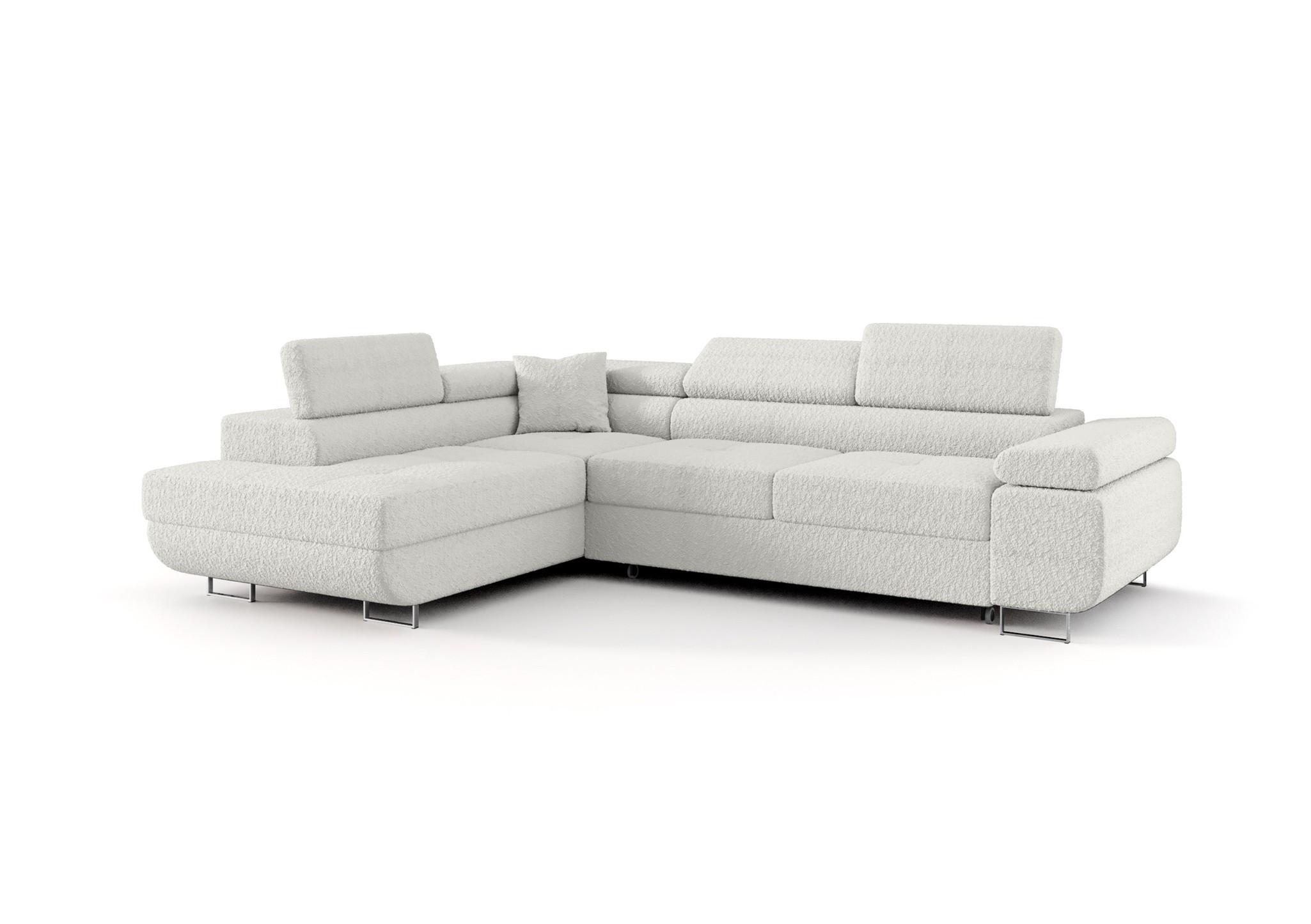 ECKSOFA Monaro Mit Schlaffunktion - Weiß, Holzwerkstoff/Textil (202/275cm) - Fun Möbel