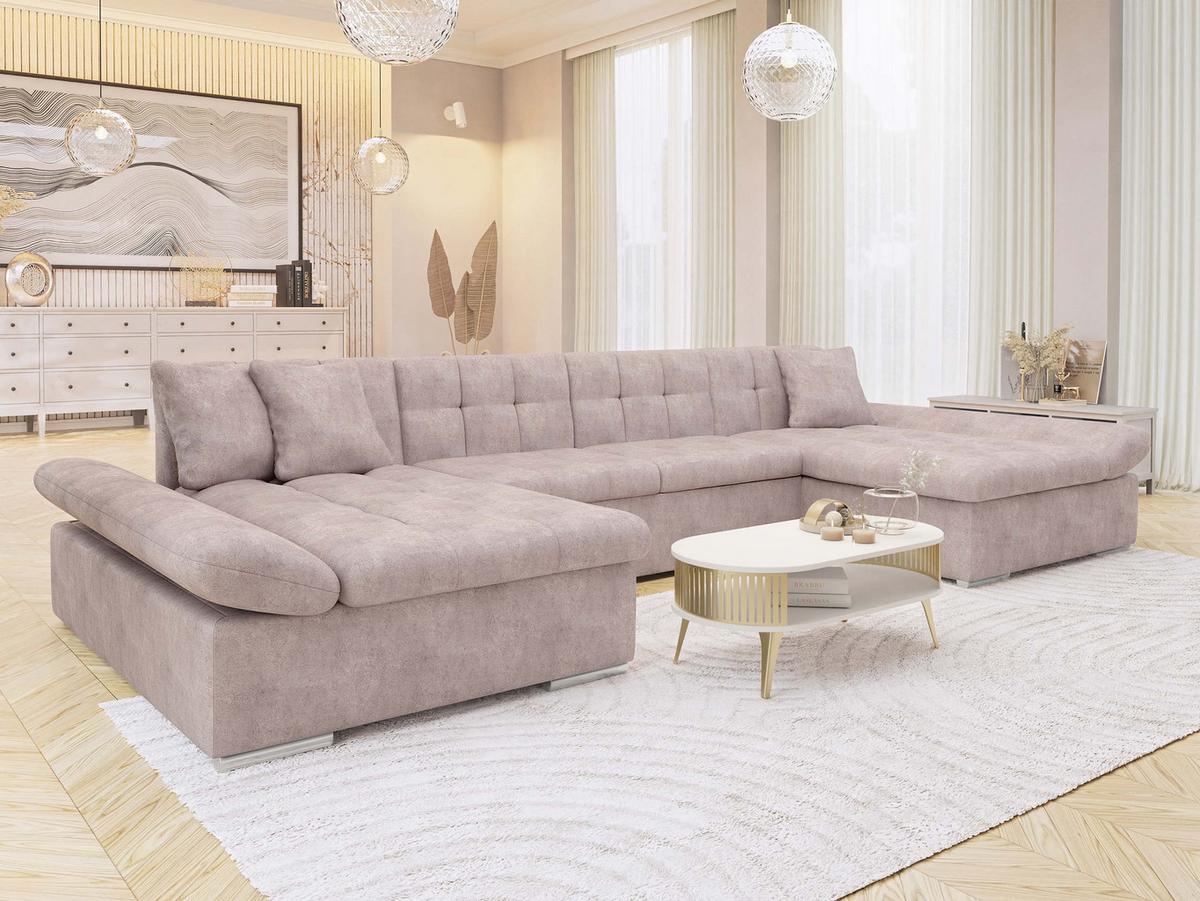 WOHNLANDSCHAFTEN Alia Premium - Hellrosa, Holz/Textil (360/75/160cm) - MIRJAN24