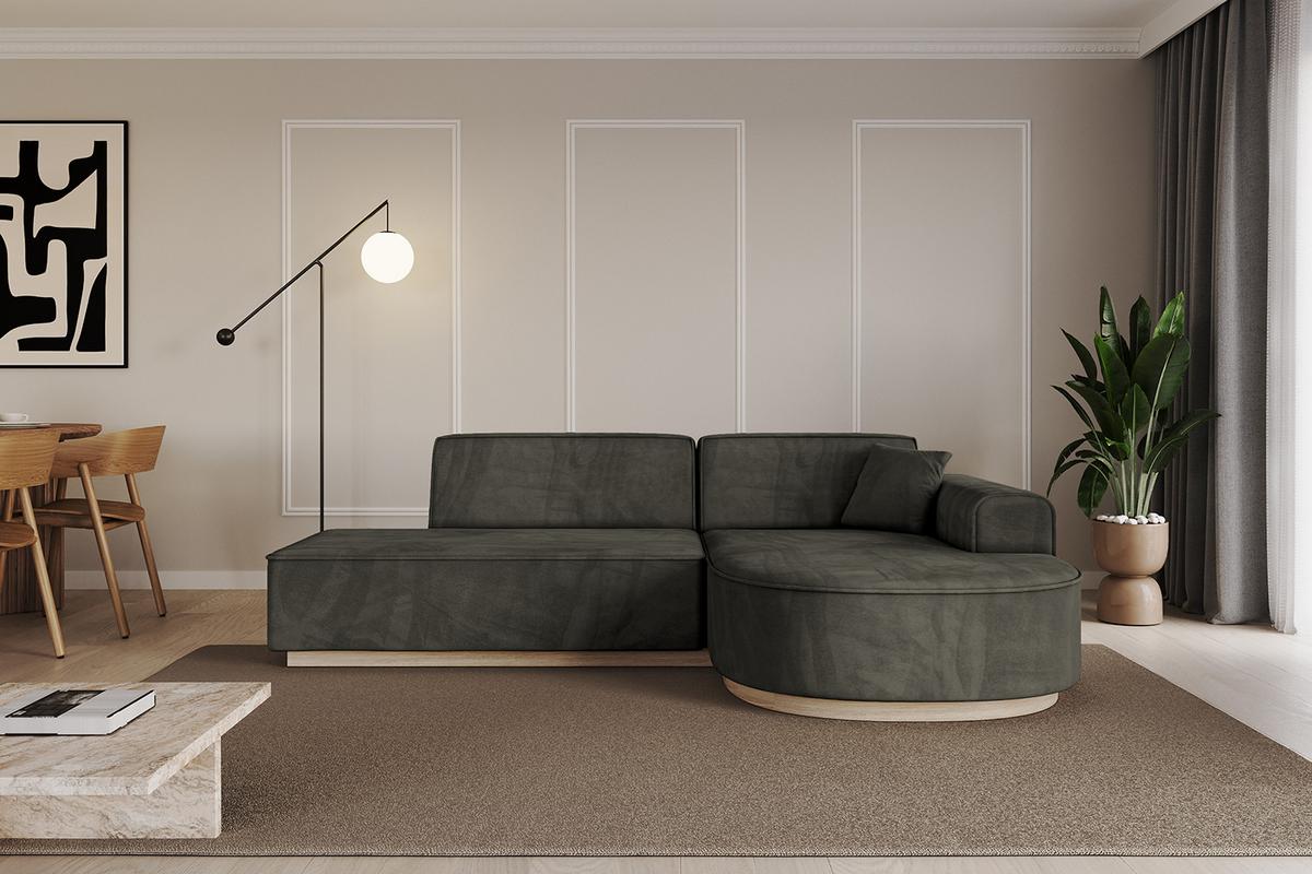 ECKSOFA Ottomane Rechts ARRIO-L1 - 243x171x83 cm Schwarz - Schwarz, Holzwerkstoff/Textil (243/171cm) - ALTDECOR