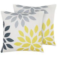 GARTENKISSEN 2er-Set Blättermotiv bunt 45/45 cm Riale - Multicolor, Textil (45/45cm) - Beliani