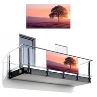 BALKON-SICHTSCHUTZ Baum - Heidekraut - Sonnenaufgang Witterungsbeständig 200x110 cm - Flieder, Kunststoff (200/110cm) - MuchoWow