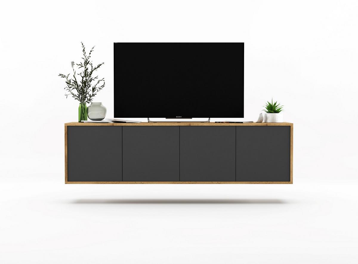 TV-SCHRANK Apollo2 Eiche wotan Graphit Matt 150 cm - Graphitfarben, Holzwerkstoff (150/39/35cm) - Meble Lindner