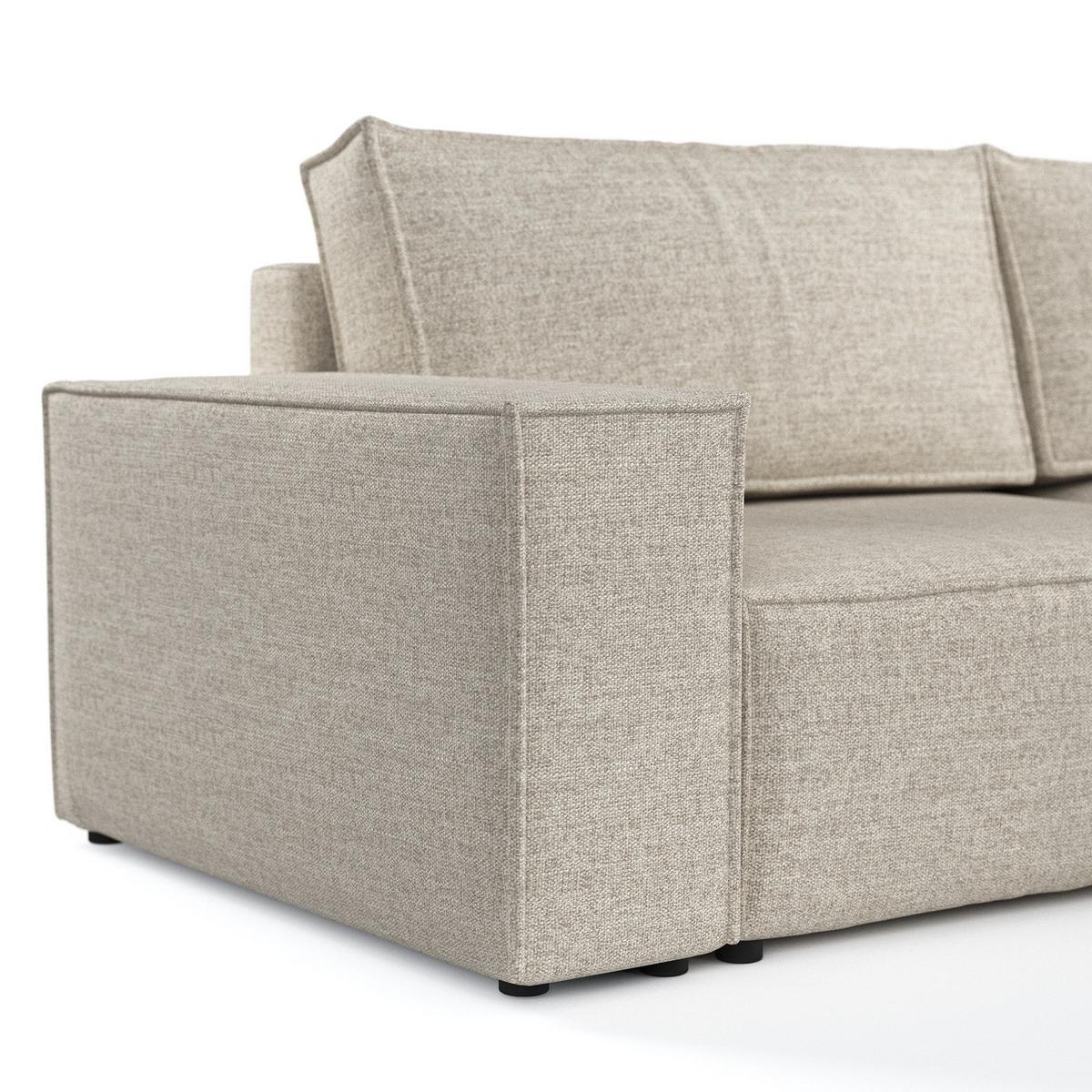 ECKSOFA CAVO mit Schlaffunktion Beige im City Stoff - Beige/Schwarz, Holz/Holzwerkstoff (255/148cm) - AltaBeds